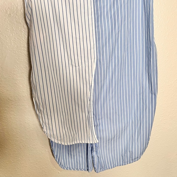 Monse Blue and White Cotton Sleeveless Mixed Stripe Shirt Button Down Size 0 - Picture 11 of 16